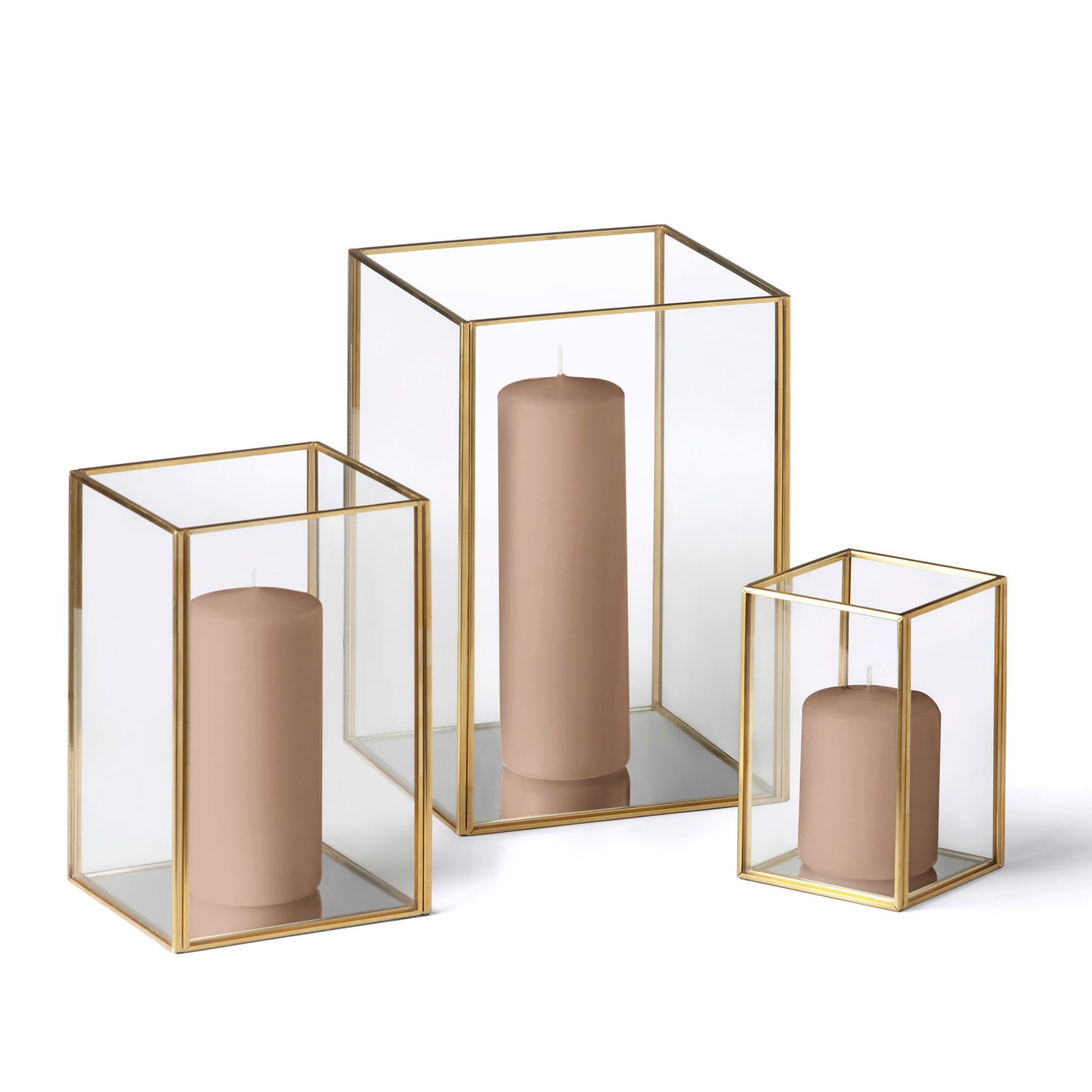 36 Slim Pillar Candles and Gold Luxus Lanterns