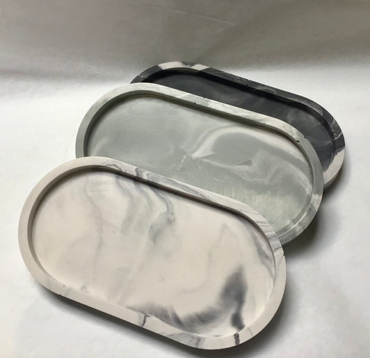 Small Organic Tray, White Concrete