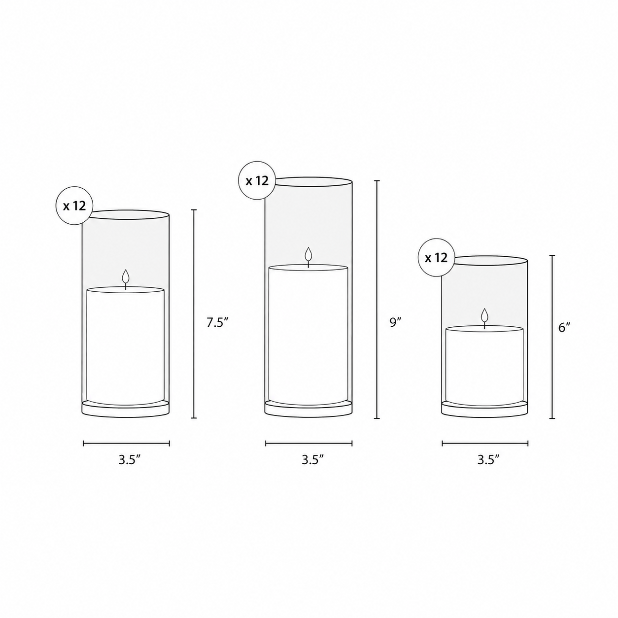 Amos Candle Sand & Glass Cylinder Vase Set of 36