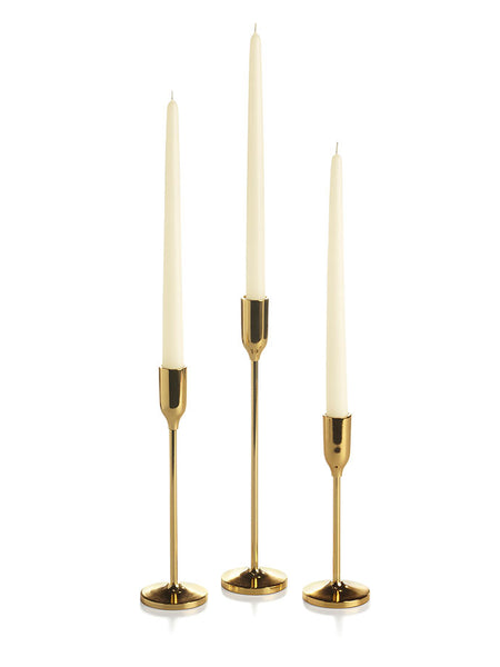 12 Taper Candles and 12 Gold Virtu Candlesticks – Yummi Candles Canada