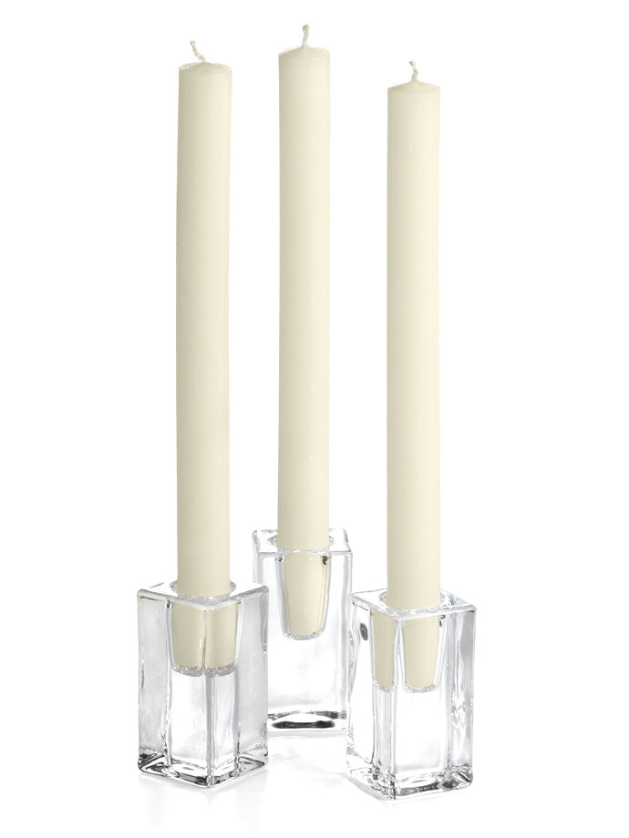 20 Formal Taper Candles & 20 Square Block Holders
