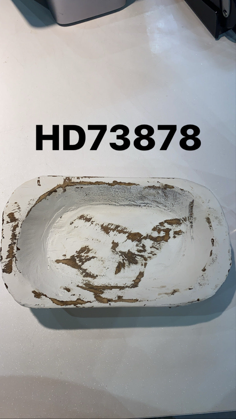 Wood Bowl Petite, White 10x6x3