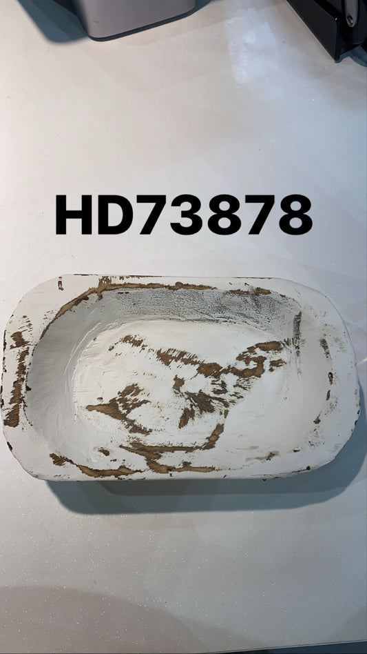 Wood Bowl Petite, White 10x6x3