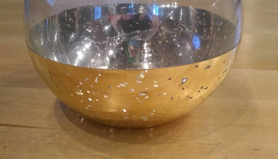 Glass Tealight Holder- Gold Finish