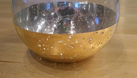 Glass Tealight Holder- Gold Finish