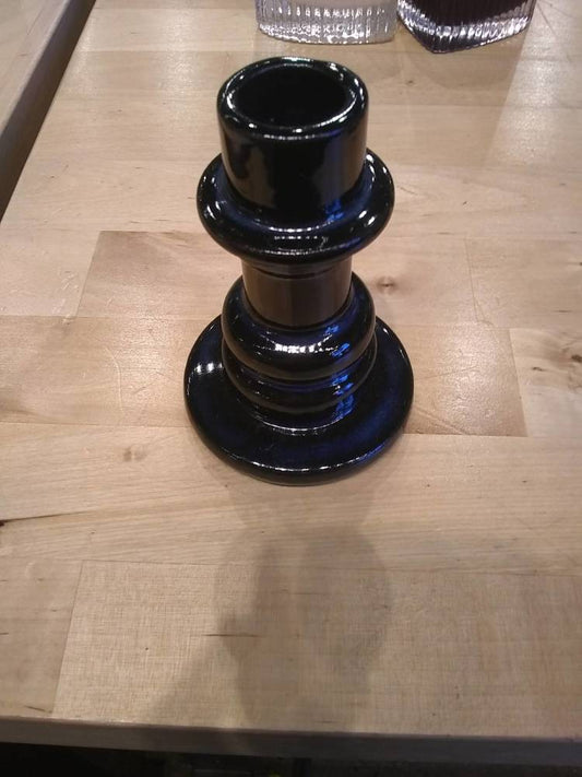 Stoneware Taper Holder- Reactive Glaze- Black