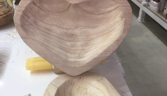 Decorative Paulownia Wood Heart Bowl, each
