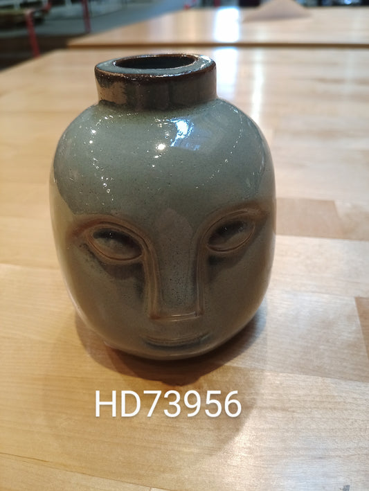 Stoneware Face Taper Holder, Reactive