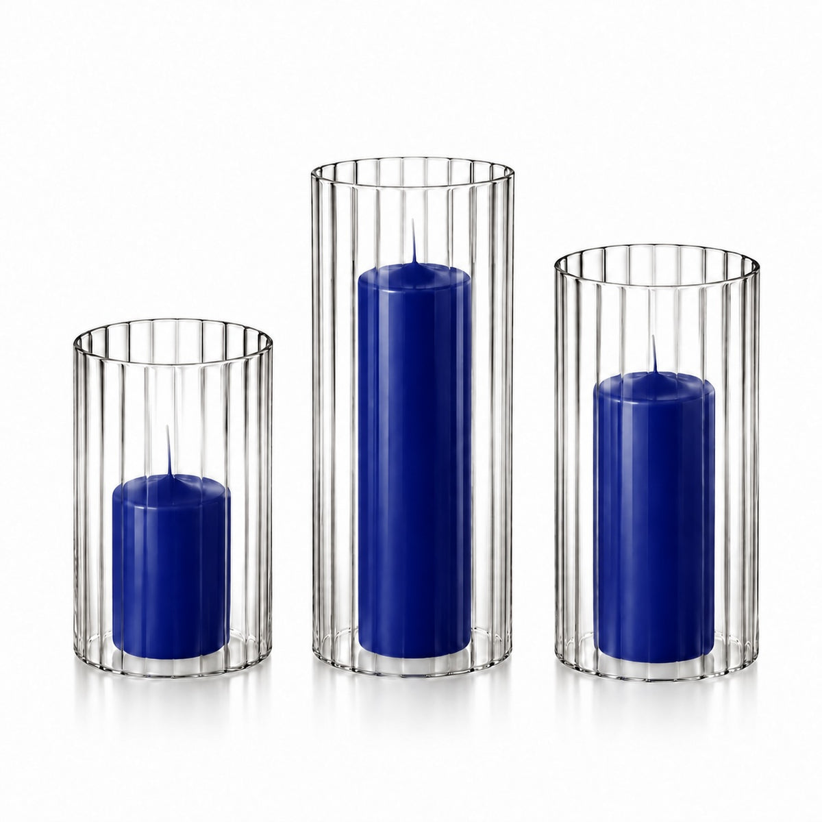 36 Slim Pillar Candles and Ribbed Cylinder Vases