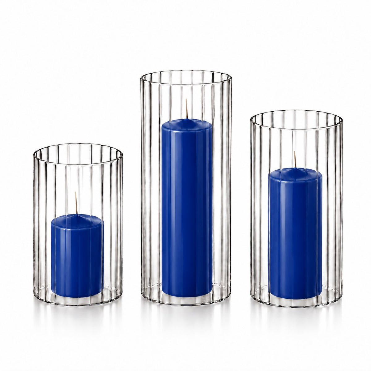 36 Slim Pillar Candles and Ribbed Cylinder Vases