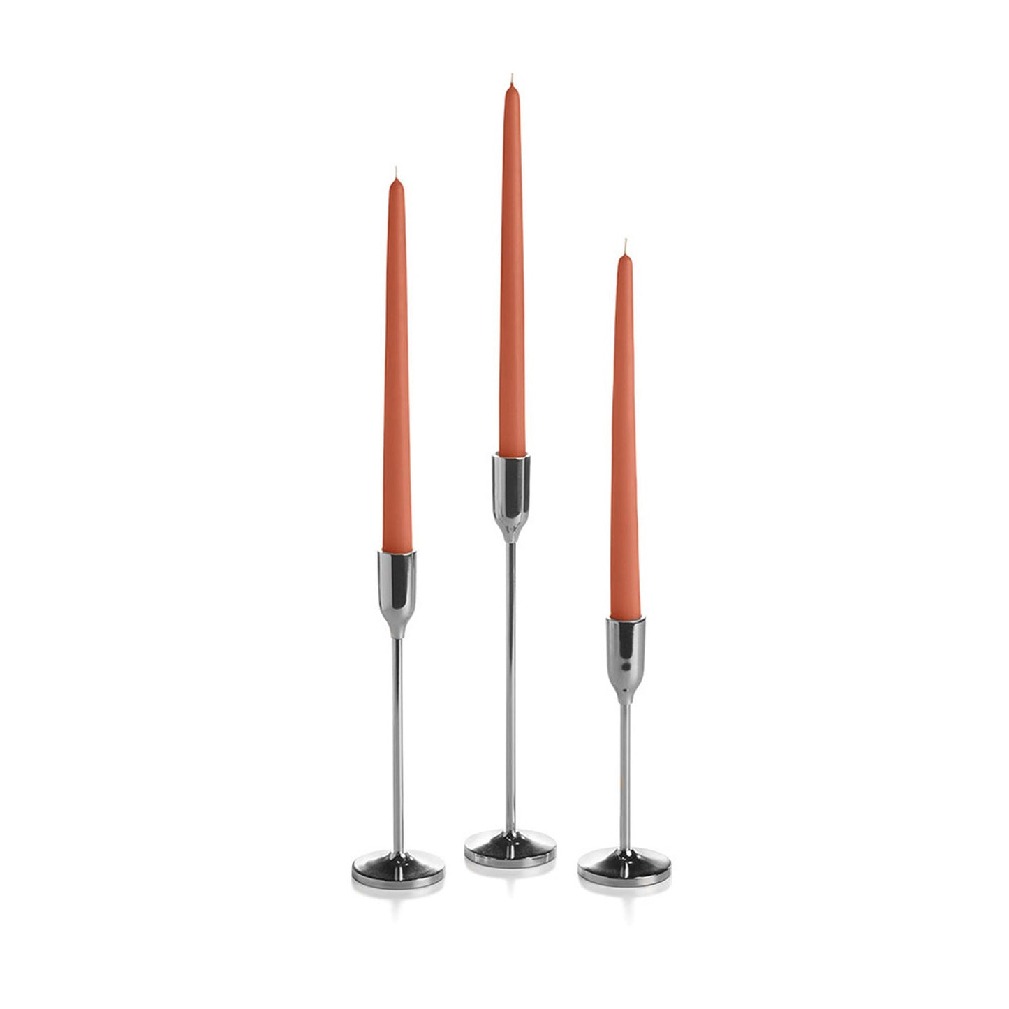 12 Taper Candles and 12 Silver Virtu Candlesticks