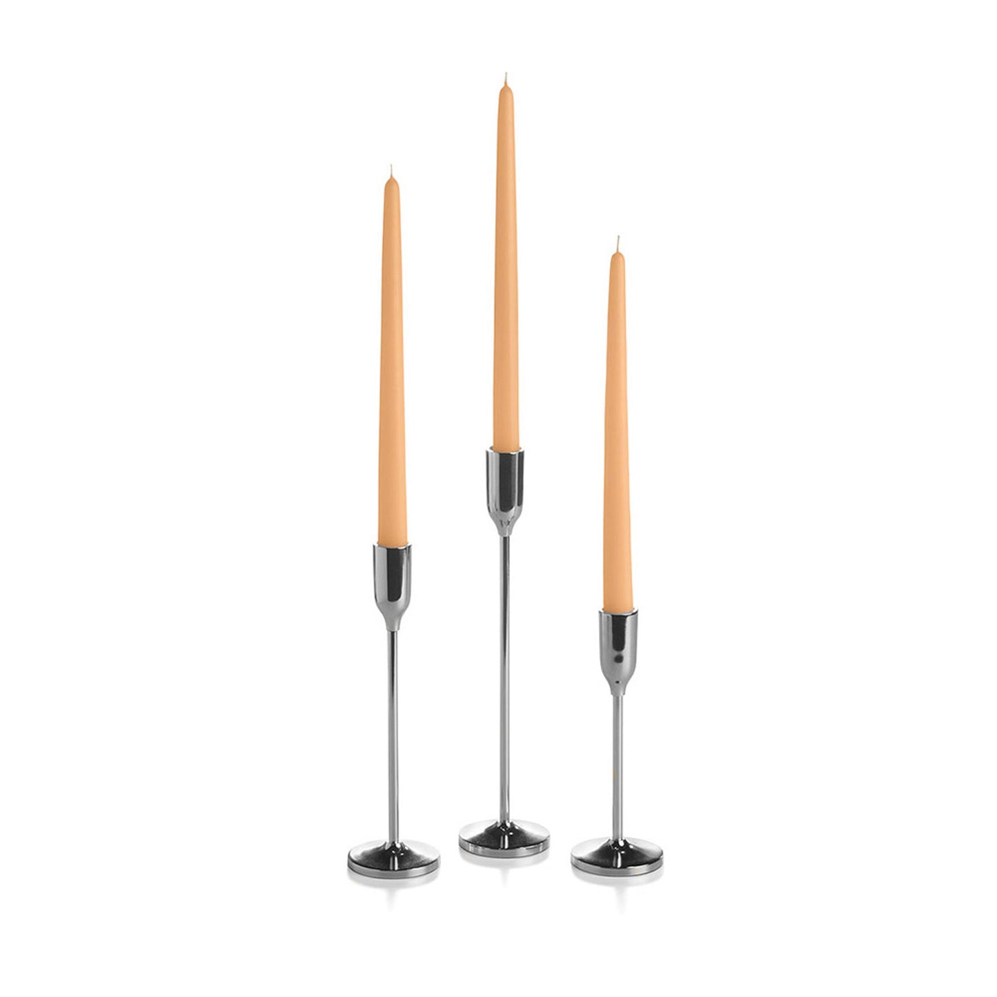 12 Taper Candles and 12 Silver Virtu Candlesticks