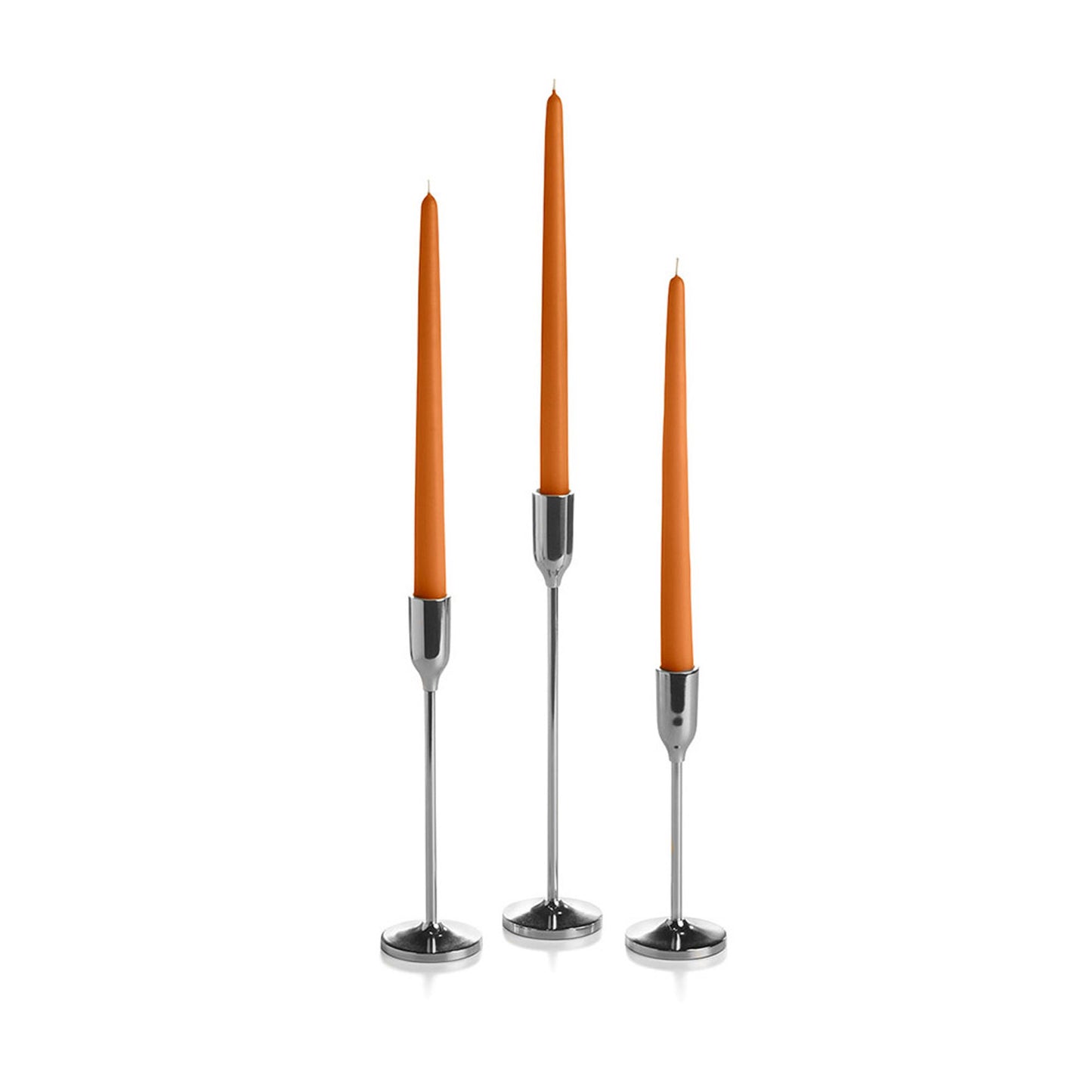 12 Taper Candles and 12 Silver Virtu Candlesticks