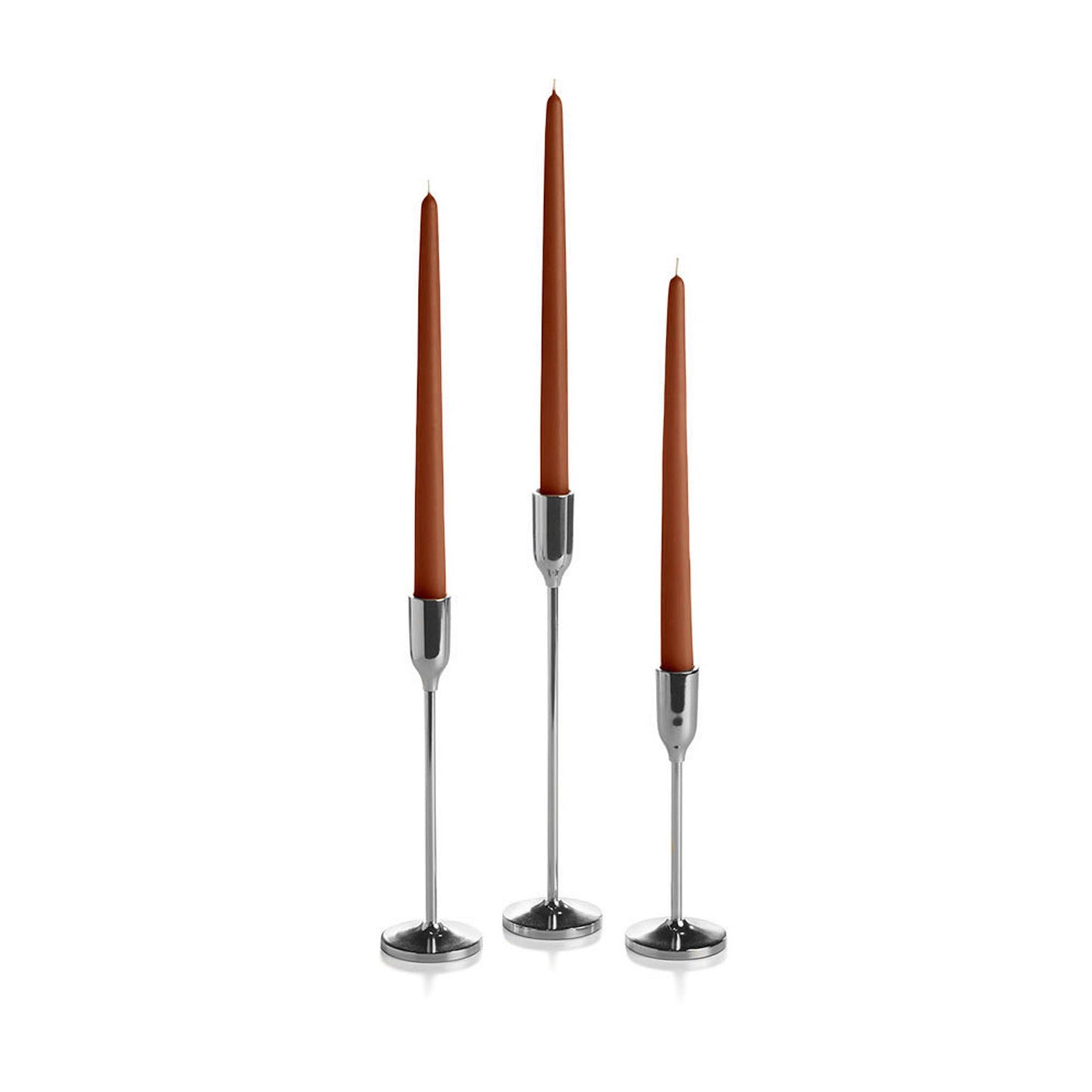 12 Taper Candles and 12 Silver Virtu Candlesticks