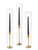 Yummi Candles - 12 Taper Candles, 12 Tall Chimneys and 12 Gold Virtu Candlesticks