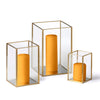 Yummi Candles - 12 Slim Pillar Candles and Gold Luxus Lanterns