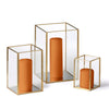 Yummi Candles - 12 Slim Pillar Candles and Gold Luxus Lanterns