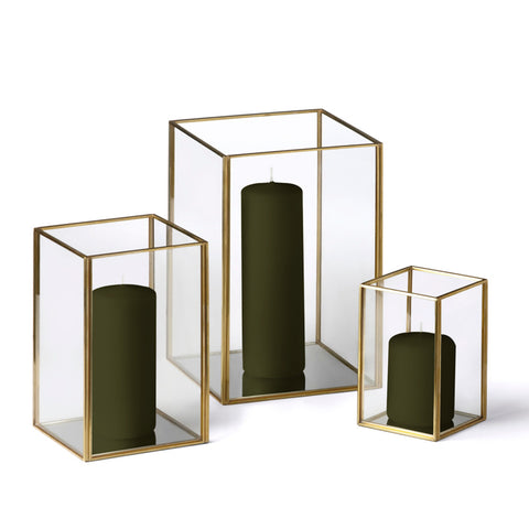 Yummi Candles - 36 Slim Pillar Candles and Gold Luxus Lanterns