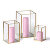 Yummi Candles - 36 Slim Pillar Candles and Gold Luxus Lanterns