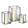 Yummi Candles - 12 Slim Pillar Candles and Black Luxus Lanterns