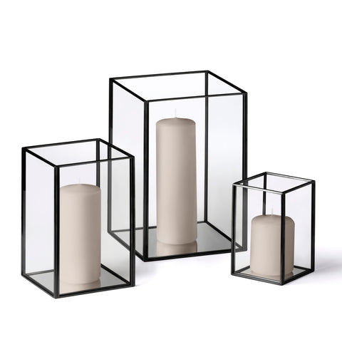 Yummi Candles - 36 Slim Pillar Candles and Black Luxus Lanterns