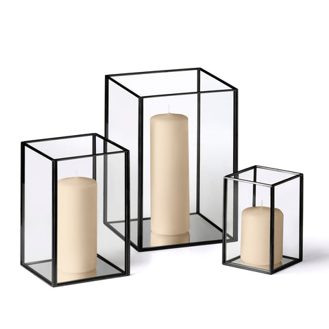 Yummi Candles - 36 Slim Pillar Candles and Black Luxus Lanterns