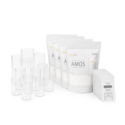 Yummi Candles - Amos Candle Sand & Glass Cylinder Vase Set of 12 - Lifestyle - 3