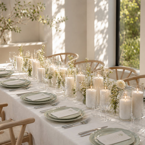 Yummi Candles - Amos Candle Sand & Glass Cylinder Vase Set of 12 - Lifestyle - 1