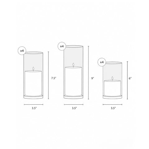 Yummi Candles - Amos Candle Sand & Glass Cylinder Vase Set of 12 - Info