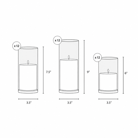 Yummi Candles - Amos Candle Sand & Glass Cylinder Vase Set of 36 - Info