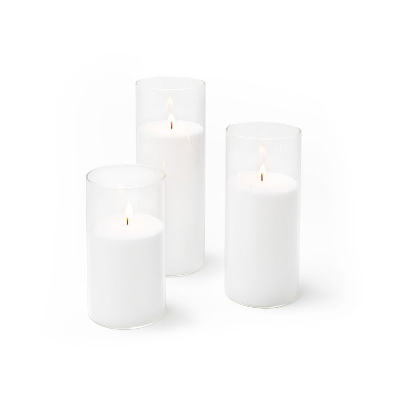 Amos Candle Sand & Glass Cylinder Vase Set of 36