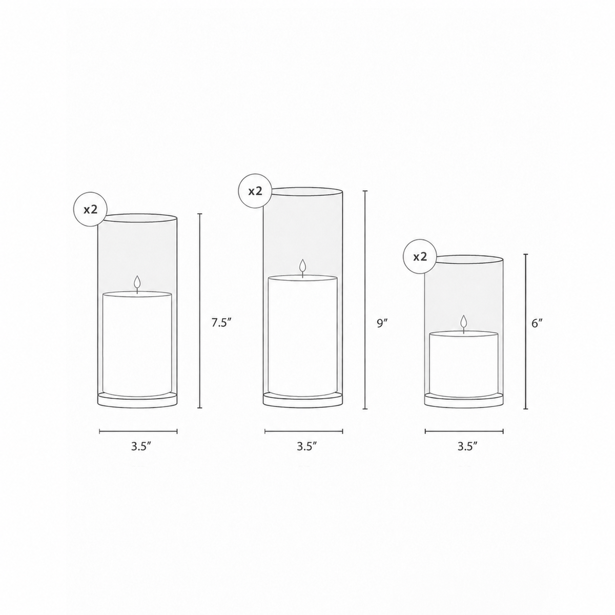 Amos Candle Sand & Glass Cylinder Vase Set of 6