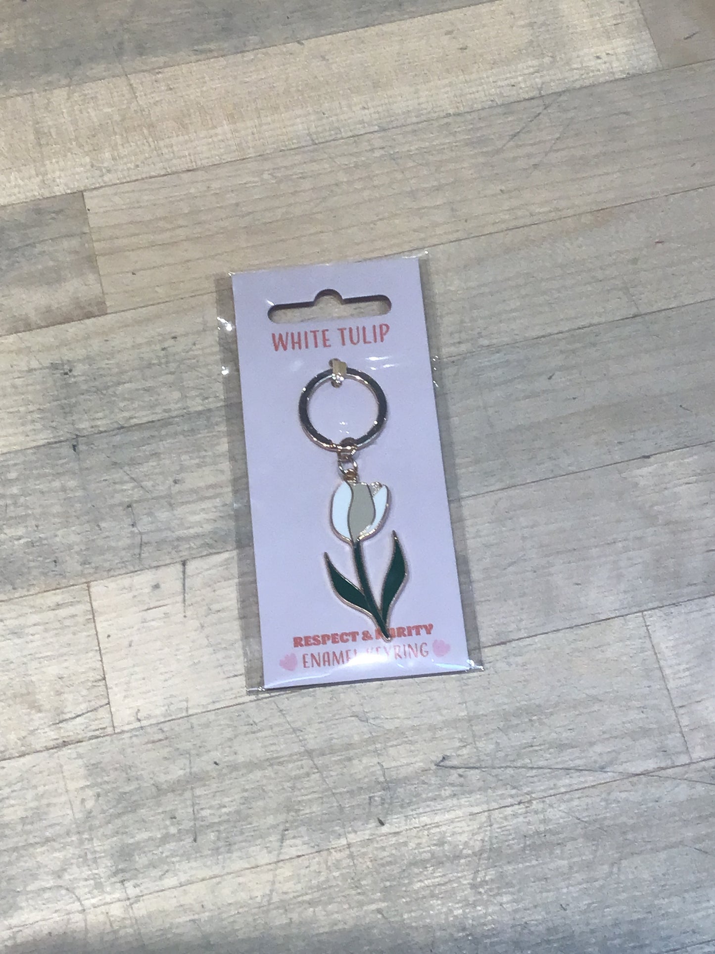Something Different - White Spring Tulip Keyring