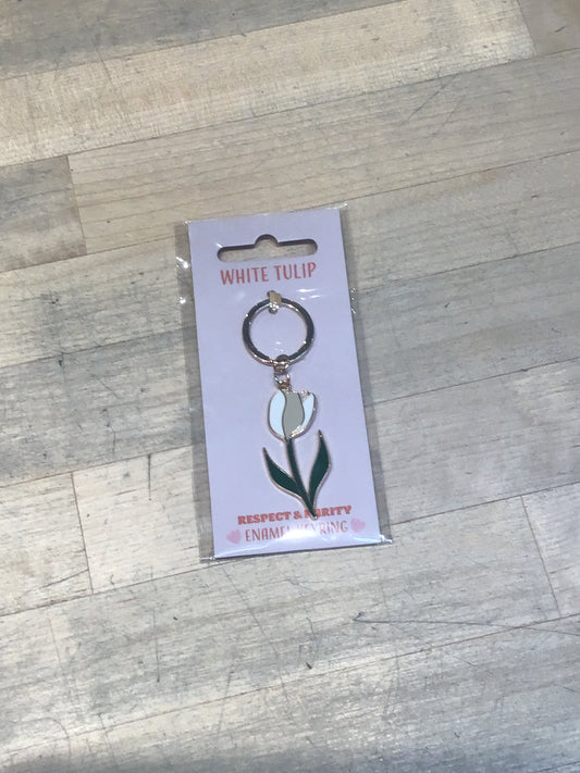 Something Different - White Spring Tulip Keyring