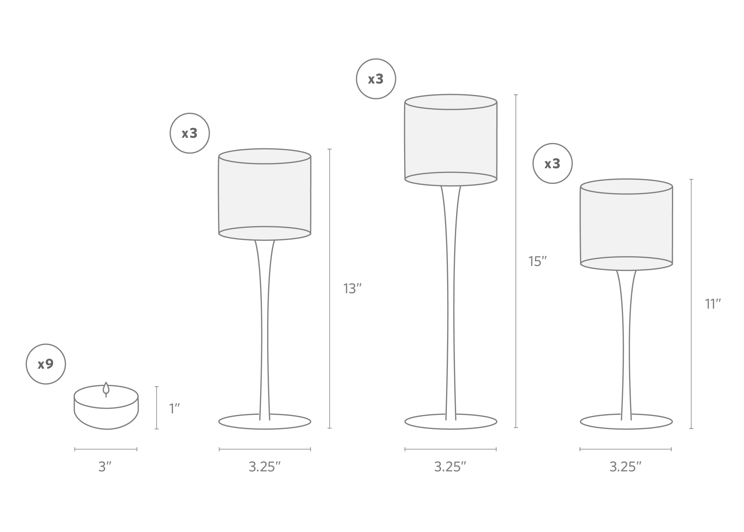 9 Floating Candles and 9 Monet Stem Holders – Yummi Candles Canada
