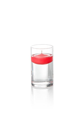Yummi Candles - 3" Floating Candles and 6" Cylinder Vases Ruby Red