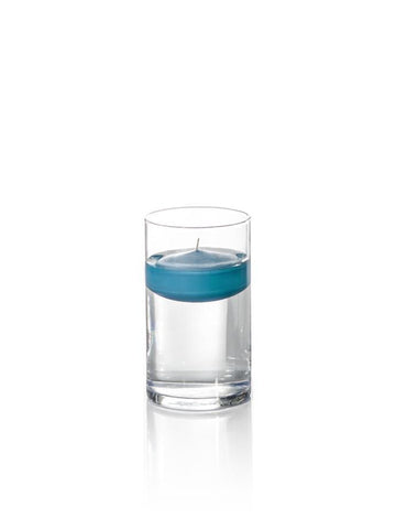 Yummi Candles - 3" Floating Candles and 6" Cylinder Vases Turquoise