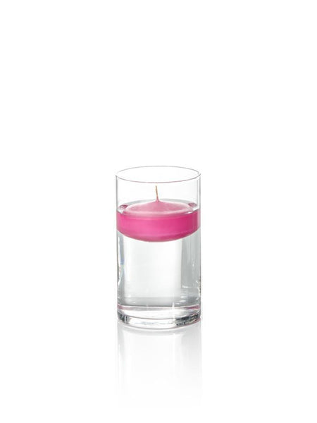 3" Floating Candles and 6" Cylinder Vases Hot Pink