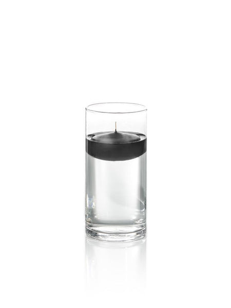 3" Floating Candles and 7.5" Cylinder Vases Black
