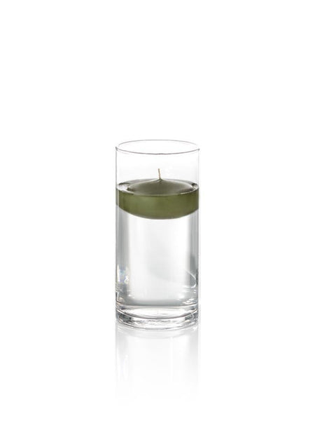 3" Floating Candles and 7.5" Cylinder Vases Green Tea