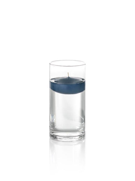 3" Floating Candles and 7.5" Cylinder Vases Sapphire