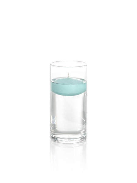 3" Floating Candles and 7.5" Cylinder Vases Tiffany Blue