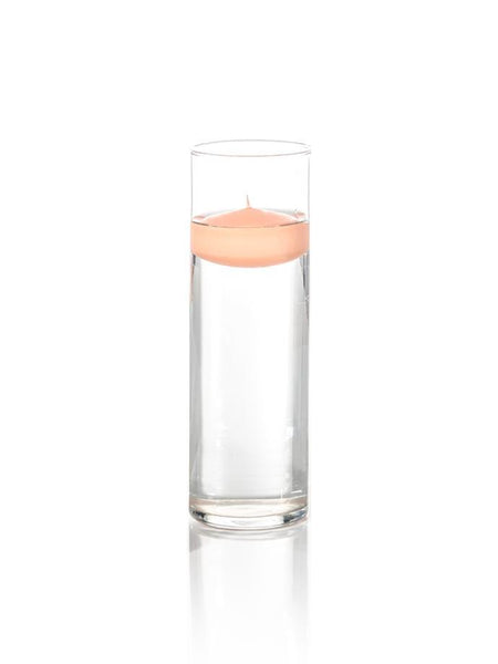 3" Floating Candles and 9" Cylinder Vases Peach