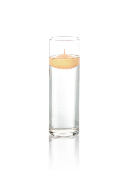 3" Floating Candles and 9" Cylinder Vases Caramel