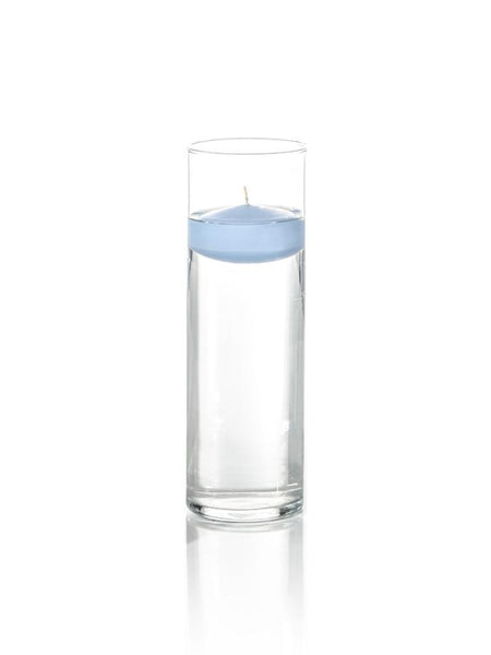 3" Floating Candles and 9" Cylinder Vases Periwinkle Blue