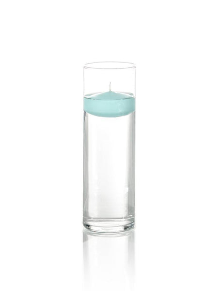 3" Floating Candles and 9" Cylinder Vases Tiffany Blue