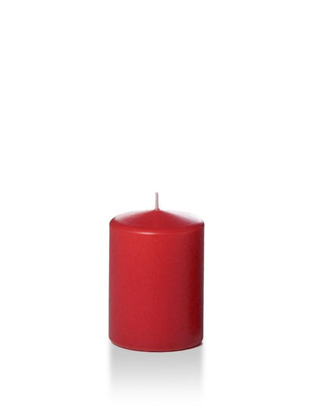 3" x 4" Wholesale Pillar Candles Ruby Red