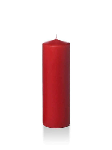 Wholesale 2.25" x 7" Slim Pillar Candles Ruby Red