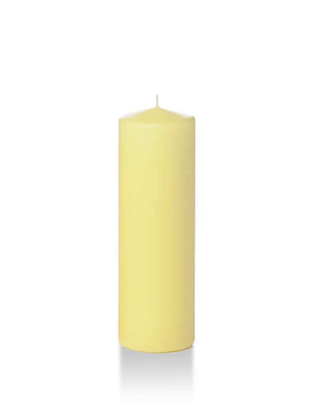 Wholesale 2.25" x 7" Slim Pillar Candles Buttercup Yellow