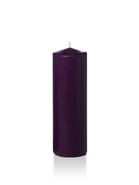 Wholesale 2.25" x 7" Slim Pillar Candles Dark Purple